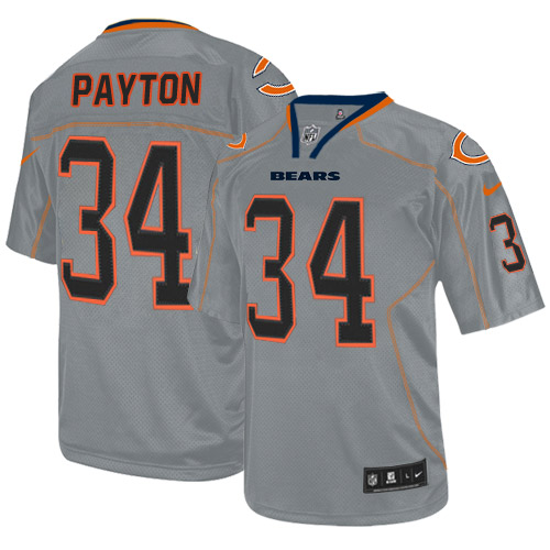 Men's Elite Walter Payton Nike Jersey Lights Out Grey - #34 NFL Chicago Bears